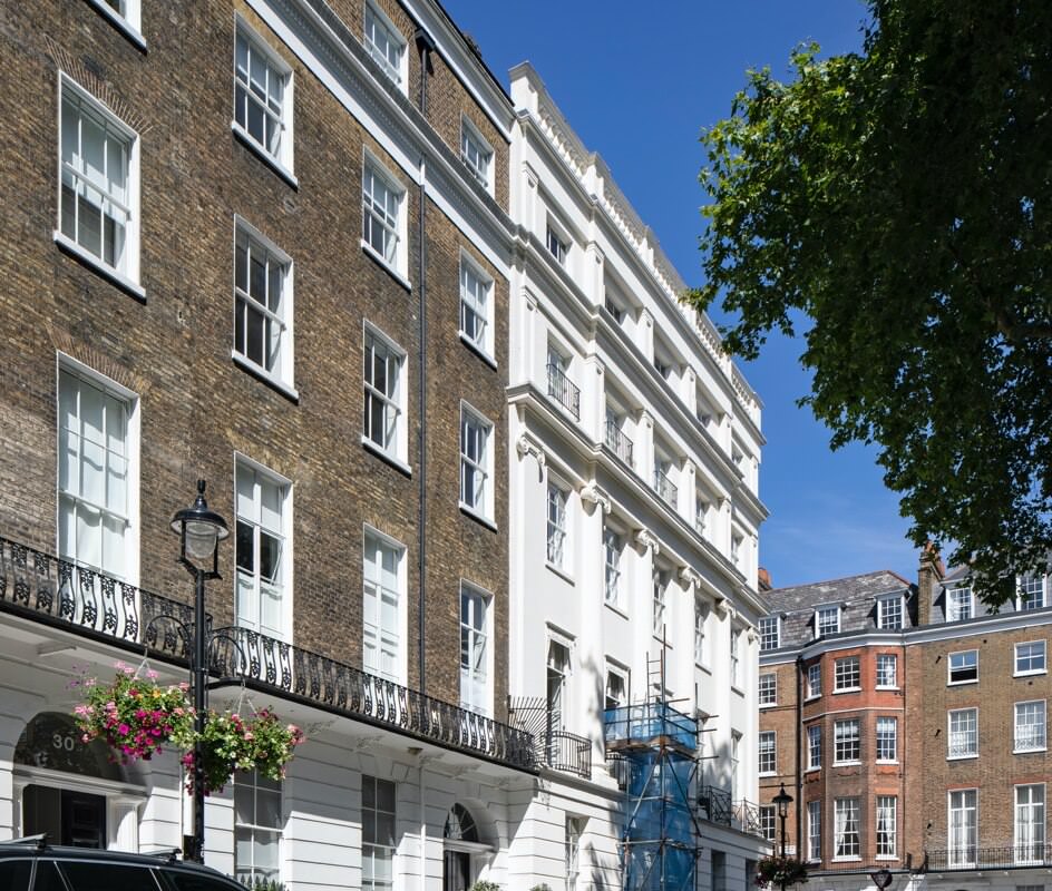 Restoration works at Bryanston Square, part of The Portman Estate in London