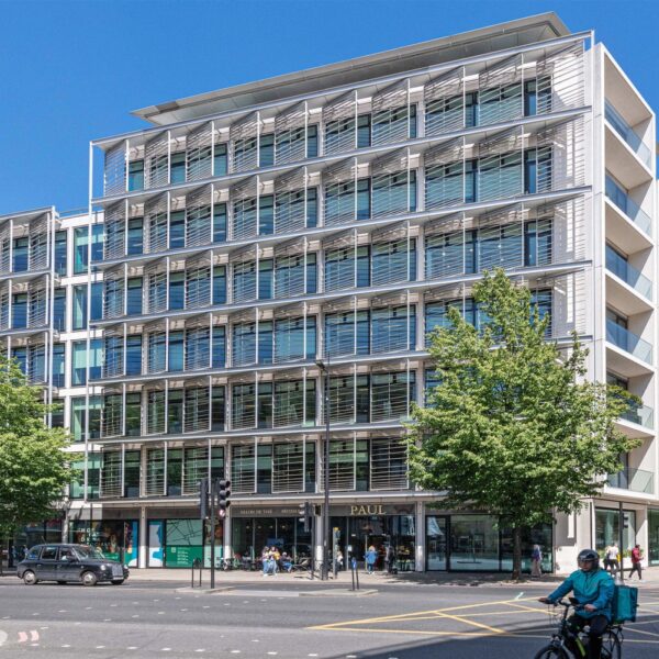 Redevelopment of Marble Arch House under scaffolding, London