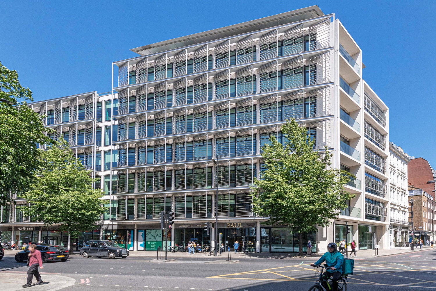 Redevelopment of Marble Arch House under scaffolding, London